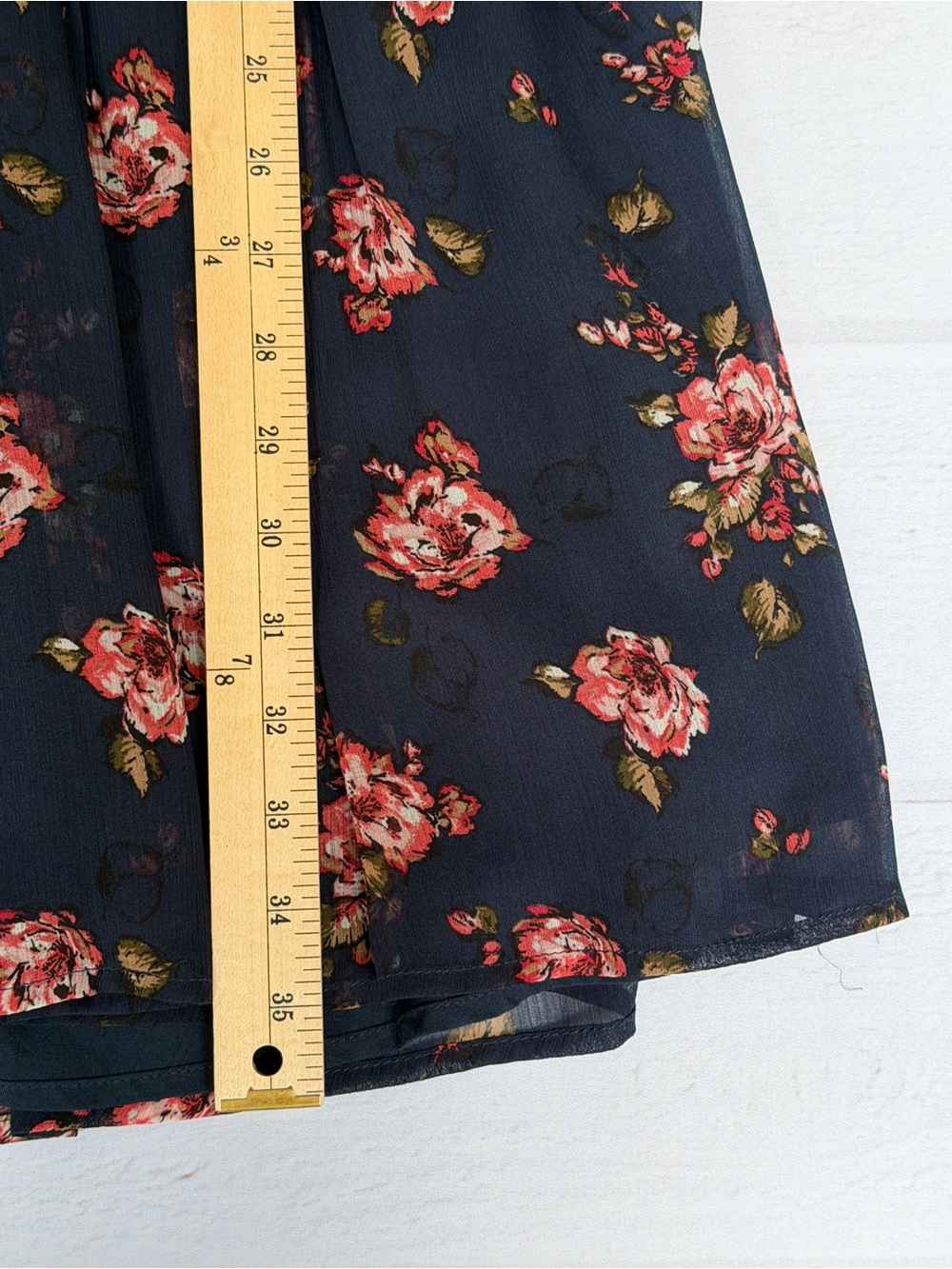 Abercrombie & Fitch Y2K 2000’s Navy Floral Velvet Trim Midi Dress L - Picture 11 of 11